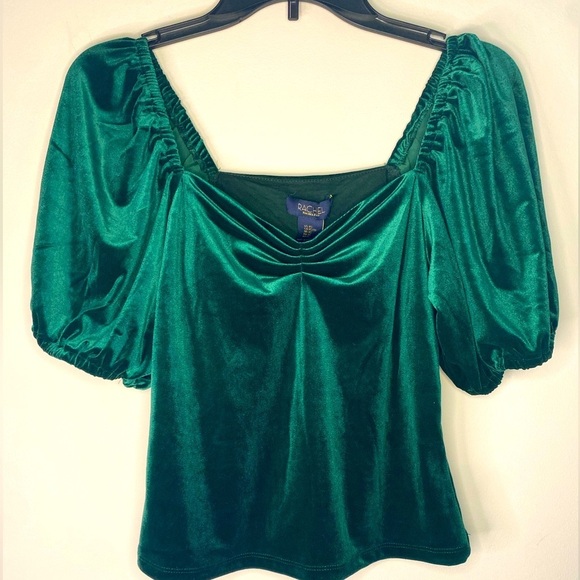 NWT Rachel Zoe Green Holiday Velvet Off The Shoulder Fancy Shirt Size XS - Picture 1 of 13